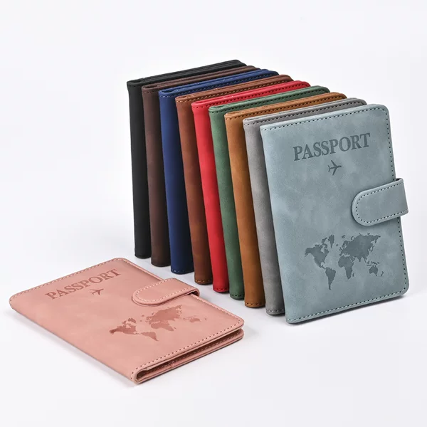 2026 New Anti-Magnetic Rfid Color-Changing Pu Map Multi-Functional Passport Holder, Ticket Holder, Card Holder, Factory Direct Sales