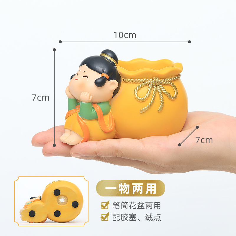 Chậu Cây Resin Chậu cây mọng nước hình mỹ nữ nhà Đường, chậu mini phong cách Trung Hoa, trang trí sân vườn (RG-155)