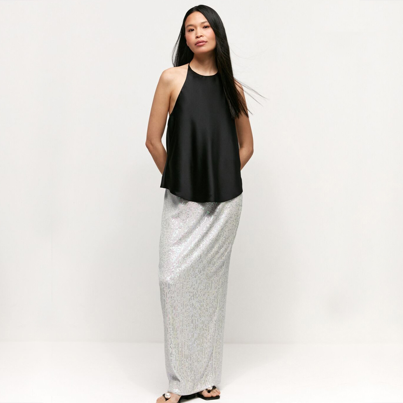 287g Weight Maxi Long Dress Dress Length Type Skirt Dresses Type Polyester Fabric Type Mid Waist Waist Line Summer Spring Autumn Streetwear Solid Color Polyester Maxi Long Dress Skirts