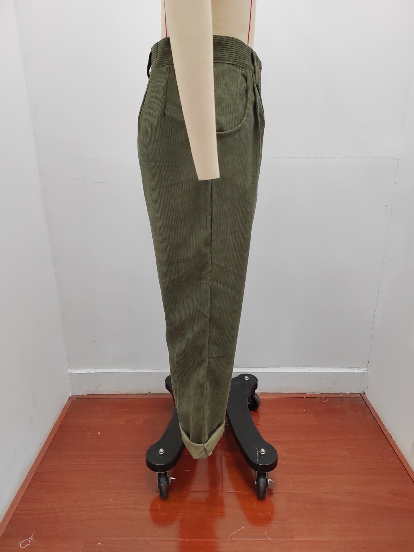 Women's Clothing Women's High Waist Casual Pants Autumn Solid Color Corduroy Loose Straight Pants Style For Formal & Casual For Women_ecoleips.com