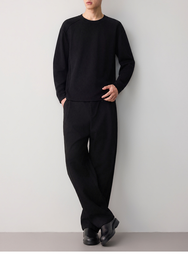 Áo hoodie nam nỉ cao cấp phong cách thông minh, chia cắt lập thể, kiểu dáng đơn giản hiện đại — đen chi tiết 34
