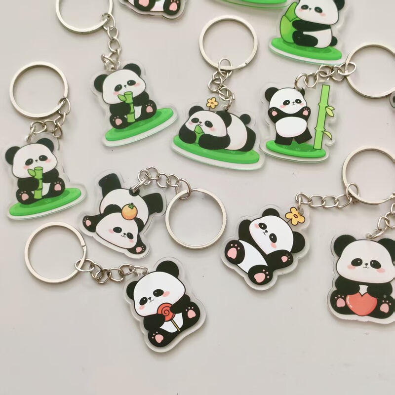 Acrylic cartoon panda keychain pendant, graduation gift for clients and students, 2D cute keychain accessory Acrylic cartoon panda keychain pendant, graduation gift for clients and students, 2D cute keychain accessory
