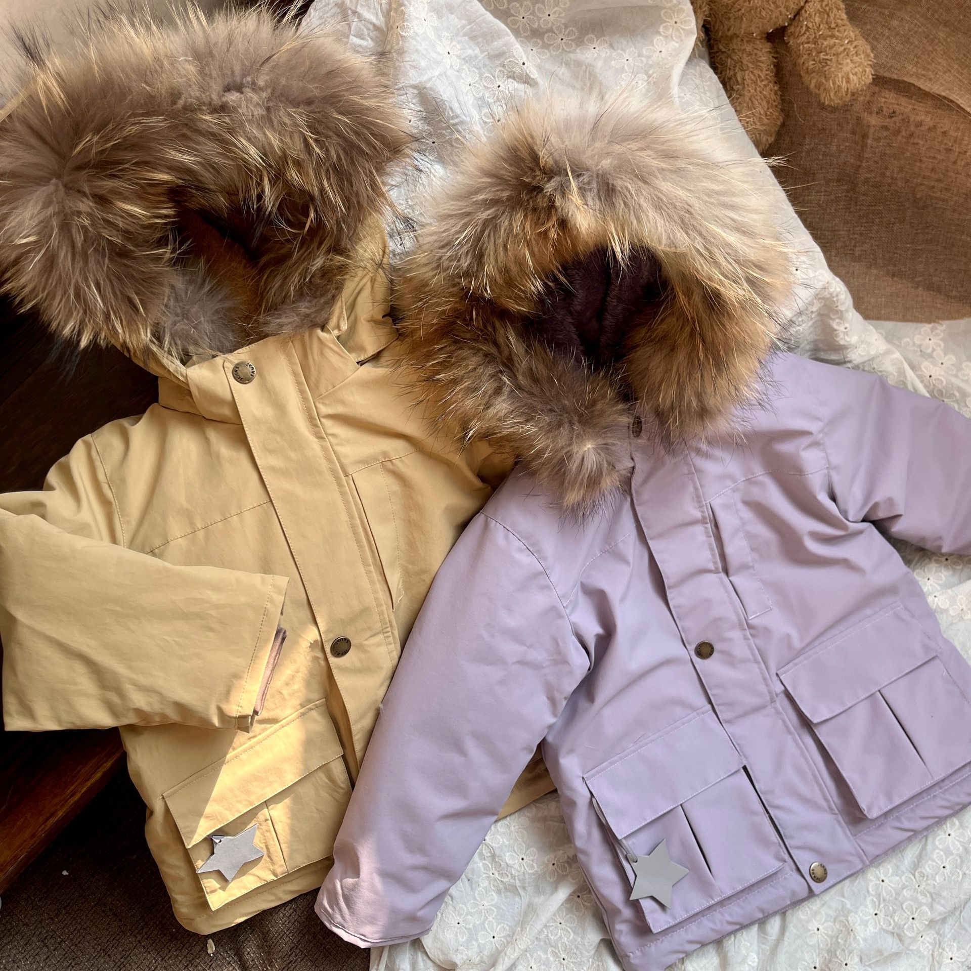 现货~2025秋冬女童杜邦三防90白鸭绒羽绒派克服保暖中长外套潮