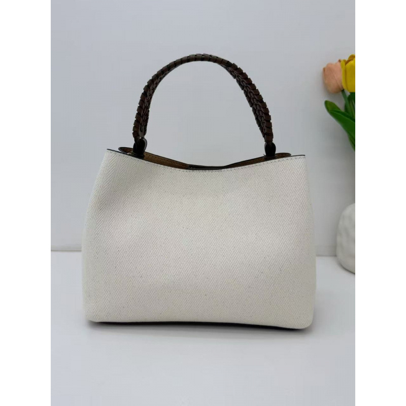 2026 Spring/Summer New Women's Bag with Woven Handle, Magnetic Closure, Versatile Commuter Canvas Tote Bag