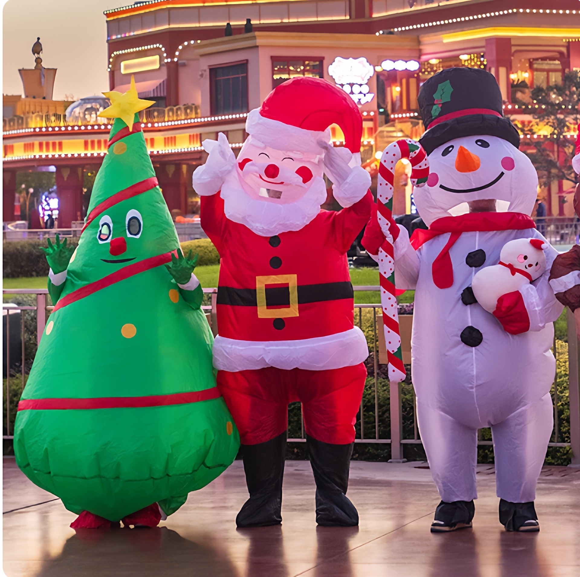 圣诞节网红景区圣诞树充气气模美陈布置大型圣诞老人雪人拍照道具