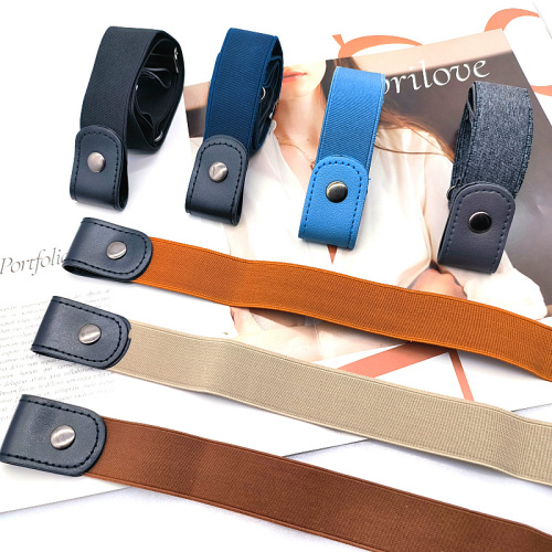 Short version slim stretch invisible buckle elastic adjustable lazy belt canvas casual simple fashion jeans