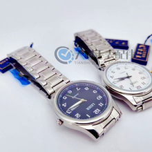 正品雷尔手表钢带男表石英表国产手表 双日历大数字中老年人表