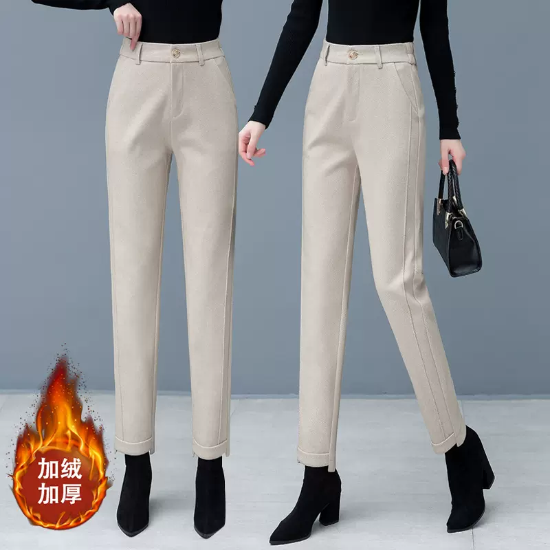 毛呢烟管裤女加厚秋冬修身显瘦小脚裤女裤高腰百搭小个子休闲裤子
