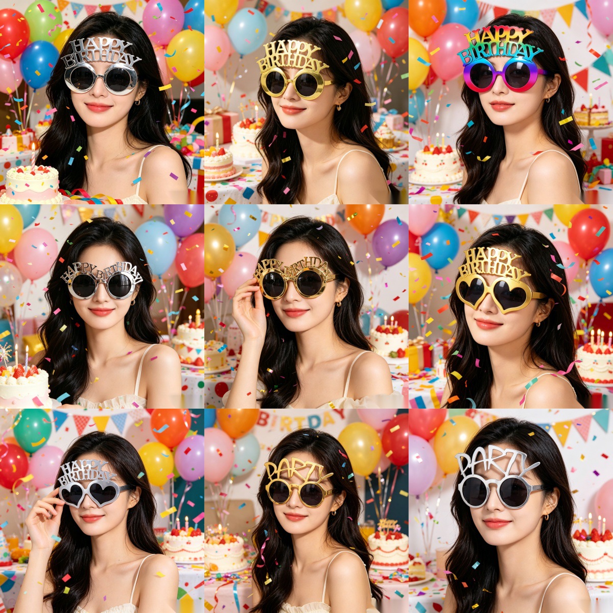 Cumpleaños temático fiesta gafas extrañas feliz cumpleaños pastel vela gafas de diseño de cumpleaños accesorios de fotos