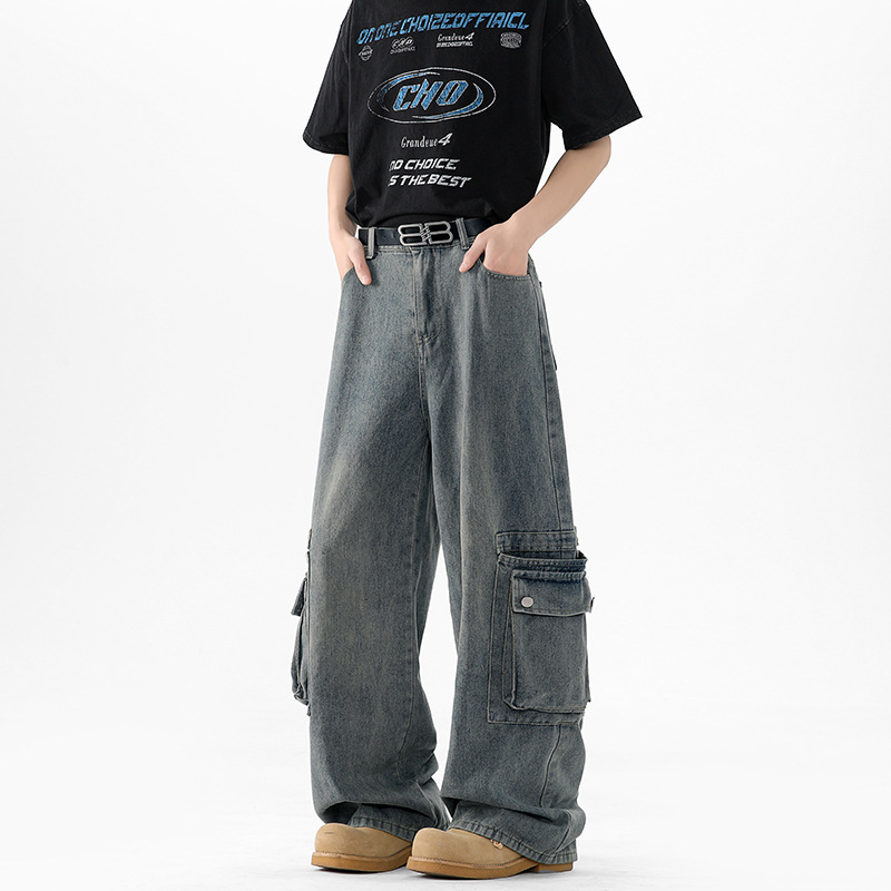 Teenage Men's Trendy Brand Jeans, Men's Fashion Retro Wide-Leg Pants, 2026 Spring and Autumn New Casual Long Pants Teenage Men's Trendy Brand Jeans, Men's Fashion Retro Wide-Leg Pants, 2026 Spring and Autumn New Casual Long Pants