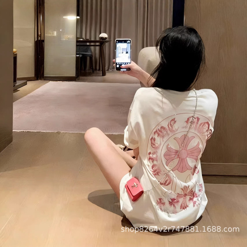 Chrome Heart New Heavy-Duty Cross and Horseshoe Rhinestone Short-Sleeve T-Shirt Series Wholesale for Men and Women