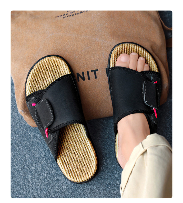 Dép sandal nam quai ngang bít mũi chống trượt đi biển cỡ lớn — kaki, màu be, đen chi tiết 9