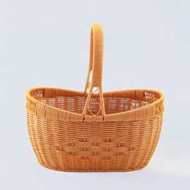 中号元宝买菜篮子户外家用仿藤编野餐购物水果手提篮子超市花礼篮