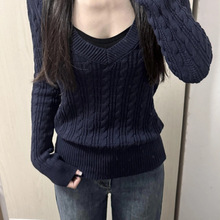 韩系包芯纱长袖上衣针织衫圆领潮短款修身打底衫女款秋冬保暖毛衣