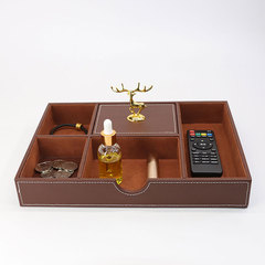 時尚多功能台面收納盒臥室珠寶首飾收納 玄關鑰匙手機擺放盤皮質