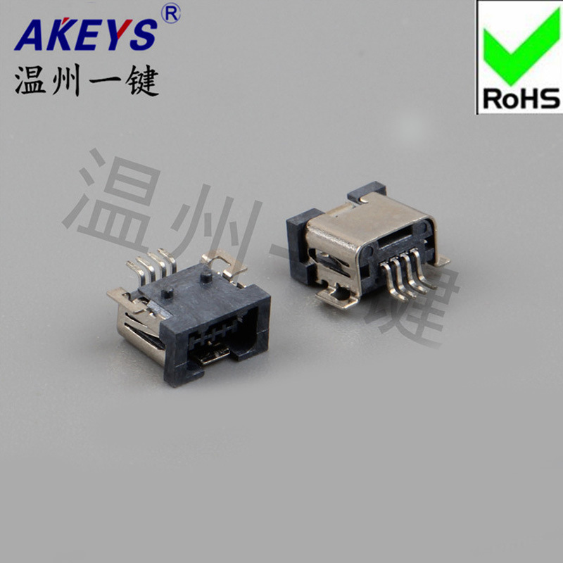 One-Click Digital Mini 4P Female USB Socket Patch with Column Mini Usb-4P Patch Smt Horizontal Patch