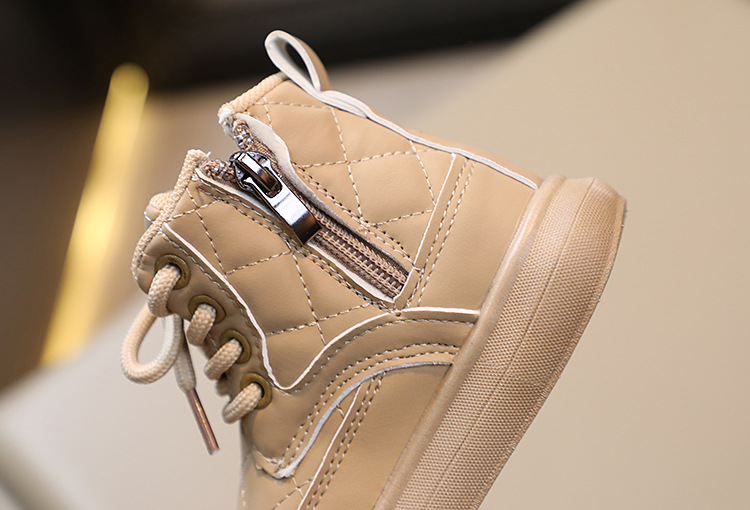 Bottes courtes britanniques pour bébé fille, édition automne 2024, nouvelle collection, motif à carreaux, fermeture éclair latérale_voghion.com