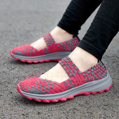 Summer mother's cloth shoes, large size women's shoes, middle-aged and elderly sandals, flat shoes, lightweight, breathable, woven shoes, non-slip