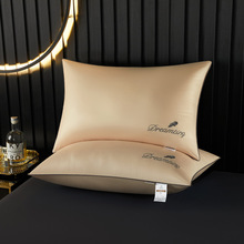 外贸跨境水洗真丝枕套夏季单人凉冰丝枕头刺绣枕芯套48x74一只装