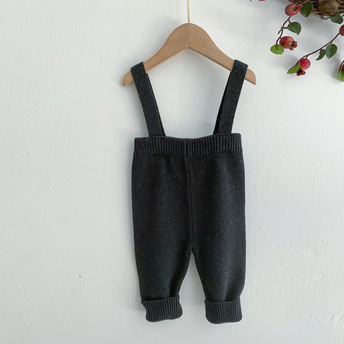 ins spring baby knitted overalls autumn and winter 01-2 year old male and female baby pure cotton one-piece woolen large PP pants