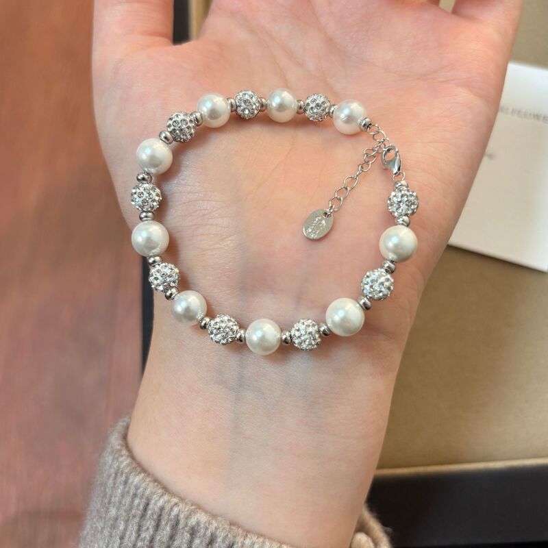 S925 Sterling Silver French-Style Pearl Fortune-Attracting Bracelet for Women, Light Luxury, High-End, Exquisite, Fashionable, Versatile, Sparkling Jewelry