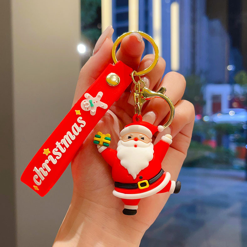 国境を越えたサンタクロースのキーホルダークリスマスペンダントクリスマスツリートナカイ人形バッグキーホルダープレゼント卸売り|undefined