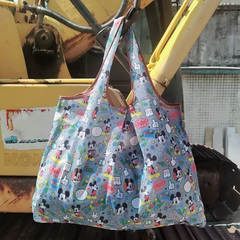 现货大容量可爱轻便环保购物袋便携折叠袋卡通买菜包210D大号KT|undefined