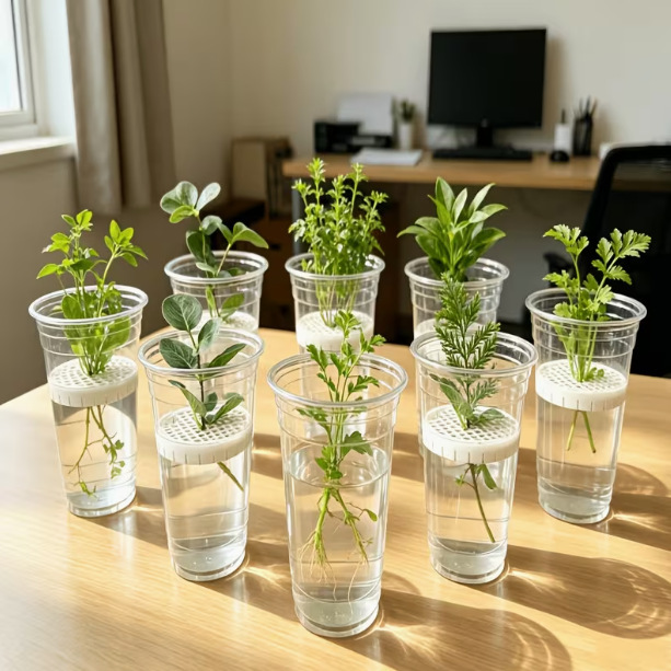 Water cup hydroponic planting net, coffee cup green plant grid rack, desktop divider stand, water-cultured plant anti-fall net for home use Water cup hydroponic planting net, coffee cup green plant grid rack, desktop divider stand, water-cultured plant anti-fall net for home use