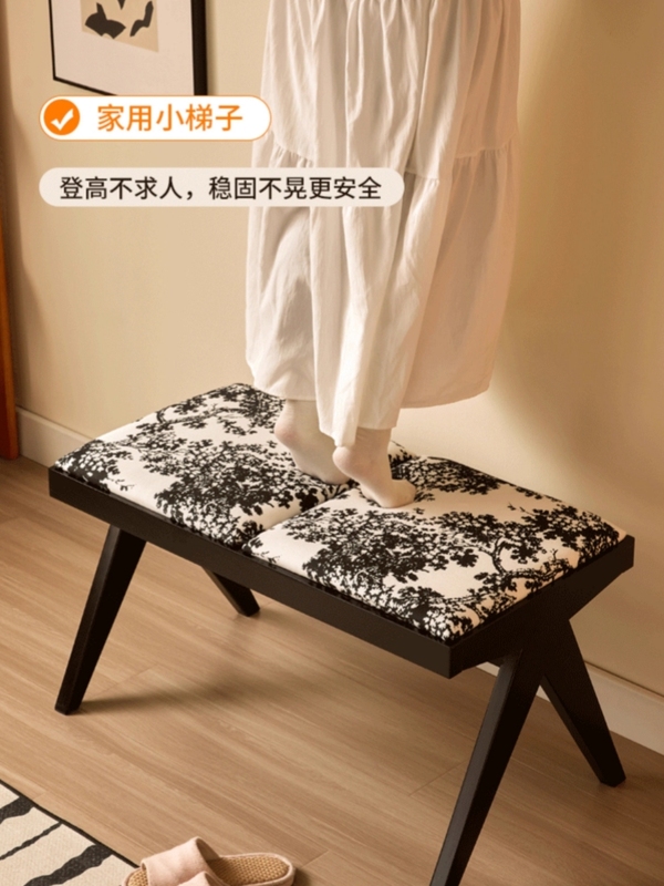 中古风实木软包凳子家用床尾长条凳入户门穿鞋凳试衣间门口换鞋凳|undefined