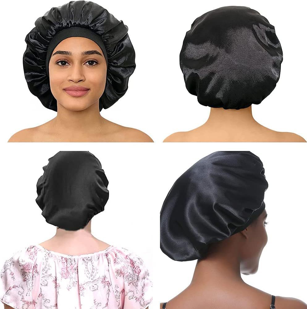 Amazon hot sell wide brim high stretch women's beauty cap autumn and winter shower cap hair care cap care color cap