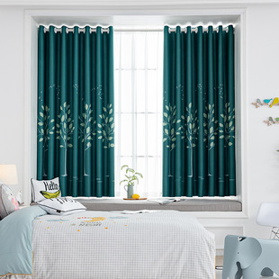 Curtain Blackout Finished Product Small Short Curtain Bay Window Bedroom Living Room New Pastoral Cartoon Simple Rental Blackout Zhaozhiqian