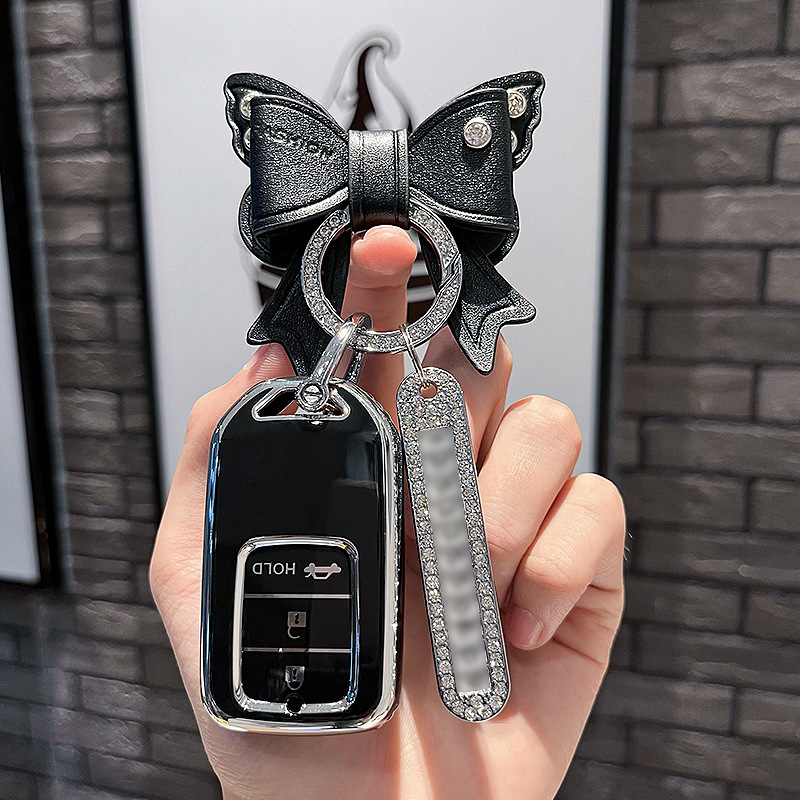 BT 키 P 모델 - 스마트 3버튼 [싱글 쉘 블랙] + 블랙 리본 다이아몬드 버클 + 실버 번호판