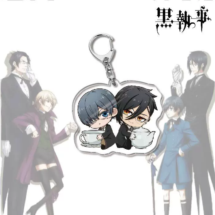 Акриловый брелок-аниме (Black Butler) Себастьян двусторонний 6 см чиби подвеска