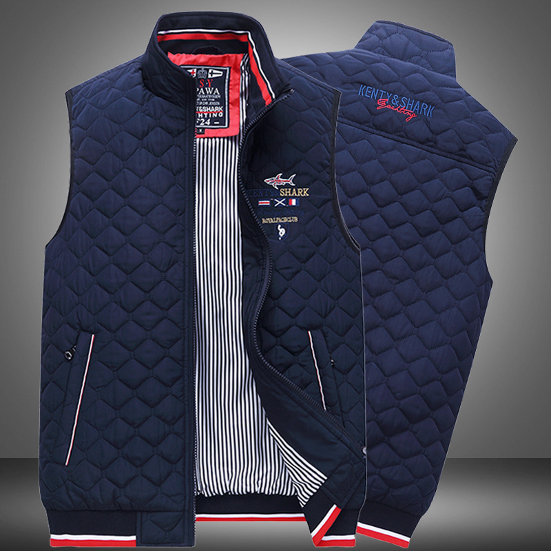 Kendy Shark Cotton Vest Men's Mid-Age and Young Men's Fashionable Warm Cotton Padded Vest Top Autumn and Winter Outerwear 888 Kendy Shark Cotton Vest Men's Mid-Age and Young Men's Fashionable Warm Cotton Padded Vest Top Autumn and Winter Outerwear 888