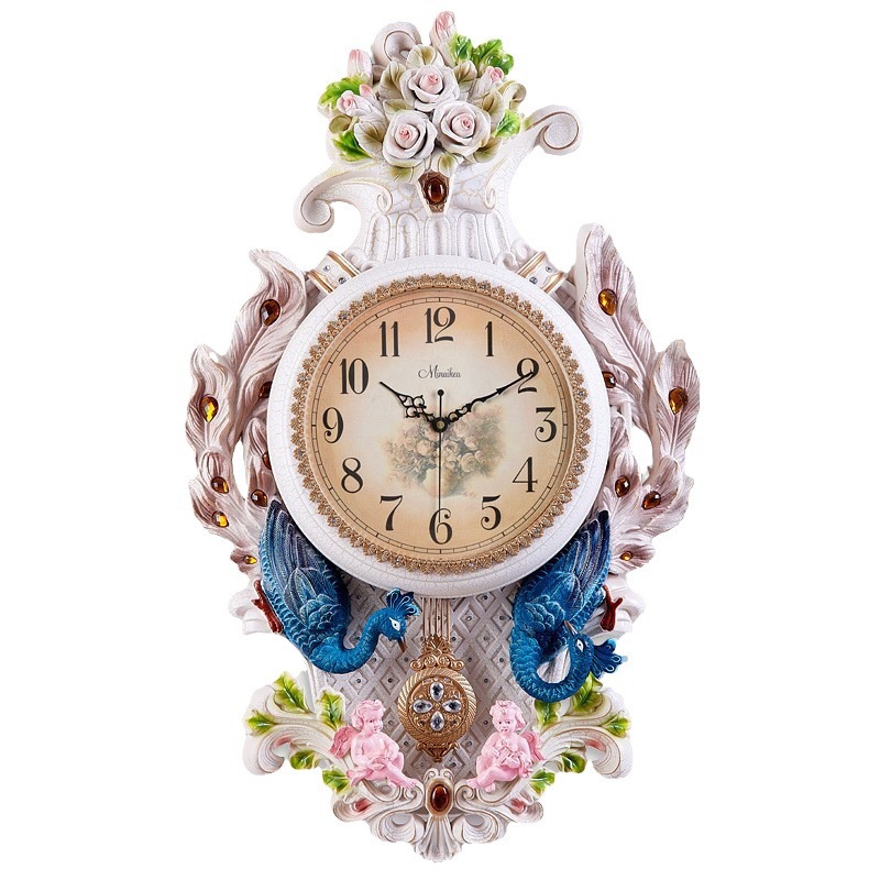 Americana elefante salón reloj creativo Reloj de pared Retro estilo europeo mudo decorativo cuarzo péndulo pastoral Reloj de pared al por mayor
