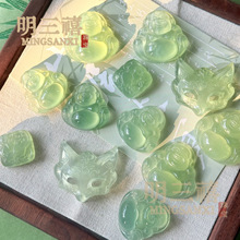 天然岫玉笑佛吊坠女款高冰高透佛公玉石挂件大肚佛狐狸面具项链