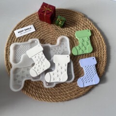 圣诞节圣诞袜挂牌吊坠硅胶模具圣诞节系列装饰石膏滴胶模具
