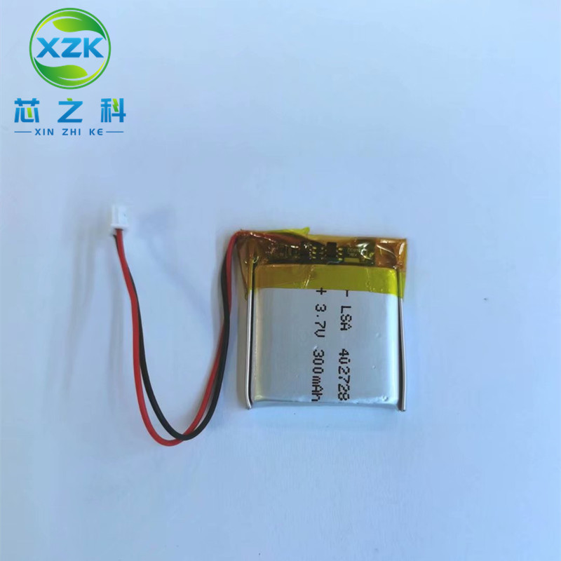 工厂直供402728聚合物锂电池3.7V 300MAH智能手表蓝牙音箱美容仪