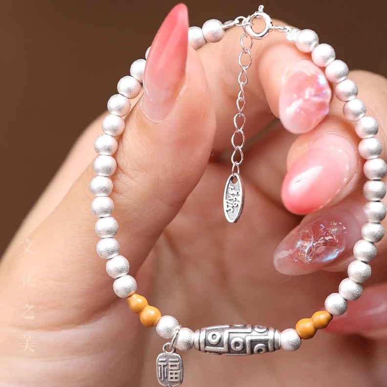 Niche S925 Sterling Silver Ethnic Style Prayer Wheel Fortune Bracelet for Women, Light Luxury, Versatile New Bracelet Jewelry Trend Niche S925 Sterling Silver Ethnic Style Prayer Wheel Fortune Bracelet for Women, Light Luxury, Versatile New Bracelet Jewelry Trend