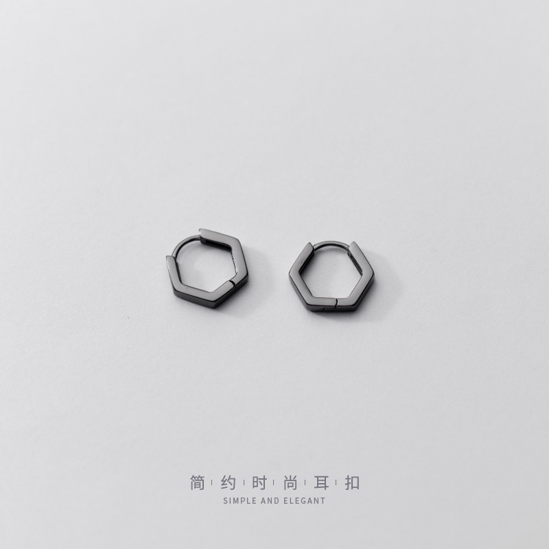Eloch s925 plata hexagonal pendientes de orejas estilo coreano para mujeres geometría simple pendientes poligonales G9927