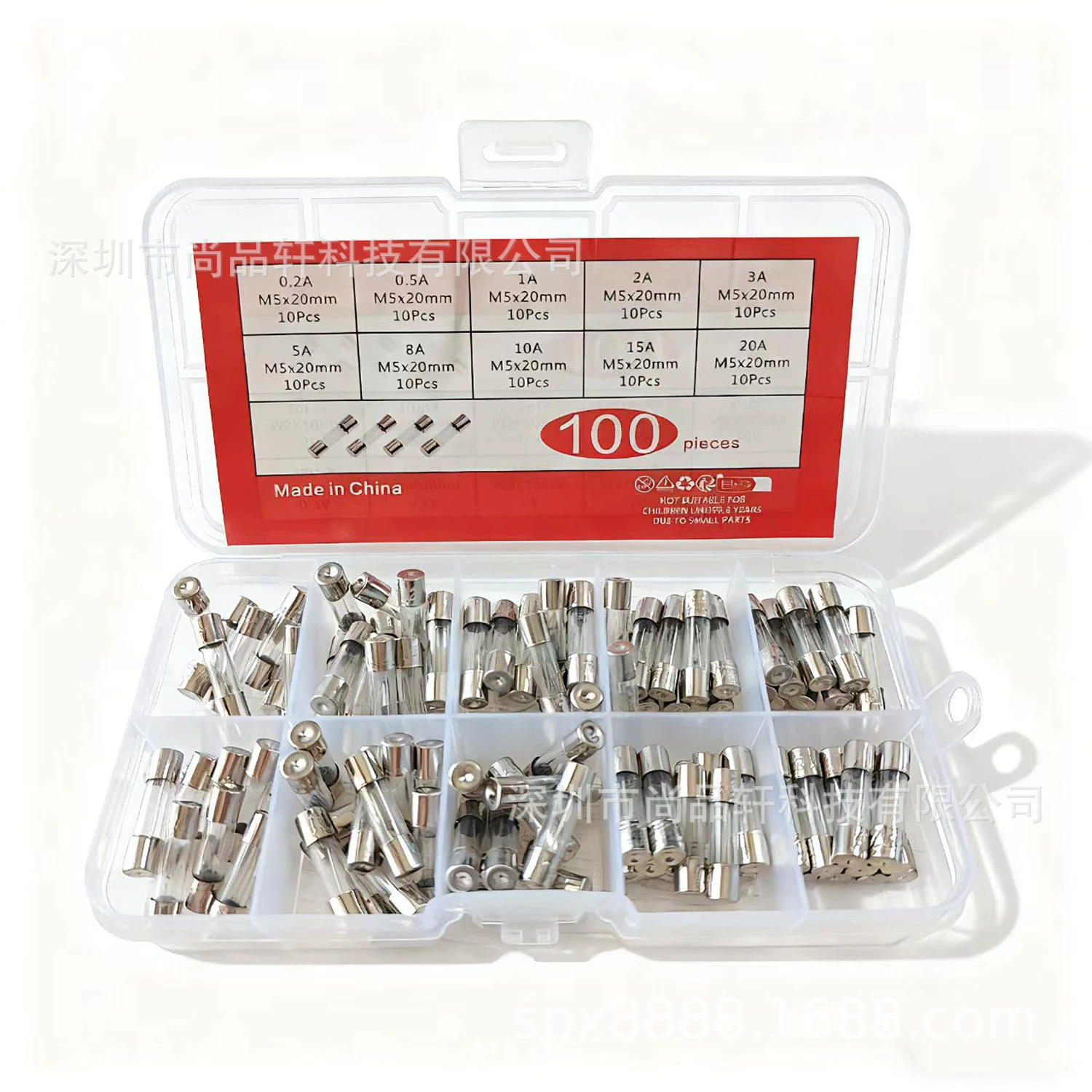 100 шт. Блок предохранителей 5x20 10 видов сопротивления каждый 10 стеклянных предохранителей 5*20 мм