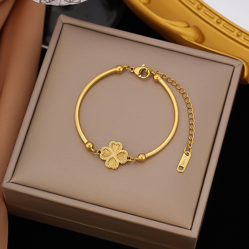 クロスボーダー東莞チタン鋼ジュエリー色褪せない新しい日本と韓国のアクセサリーブレスレット女性用 18K ゴールドファッションライト高級ハイエンド|undefined