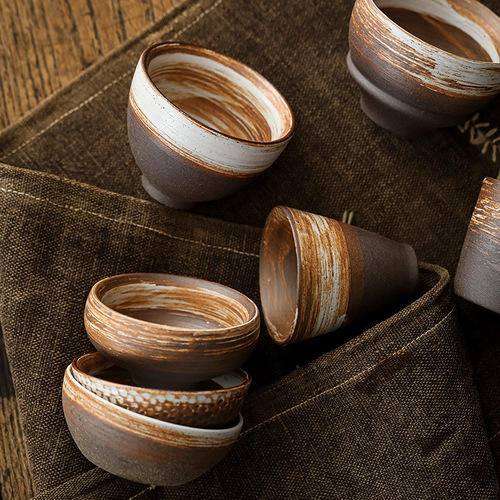Japanese stoneware handmade tea cup, Kung Fu tea set, large tea cup, antique glazed tea set ceramic master cup