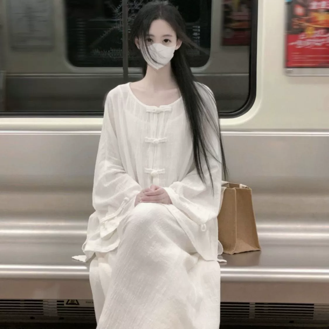 Женский костюм в стиле дзен, новый китайский стиль, хлопок и лен, чайный костюм, круглый вырез, пряжка, летний, супер сказочный белый ханфу