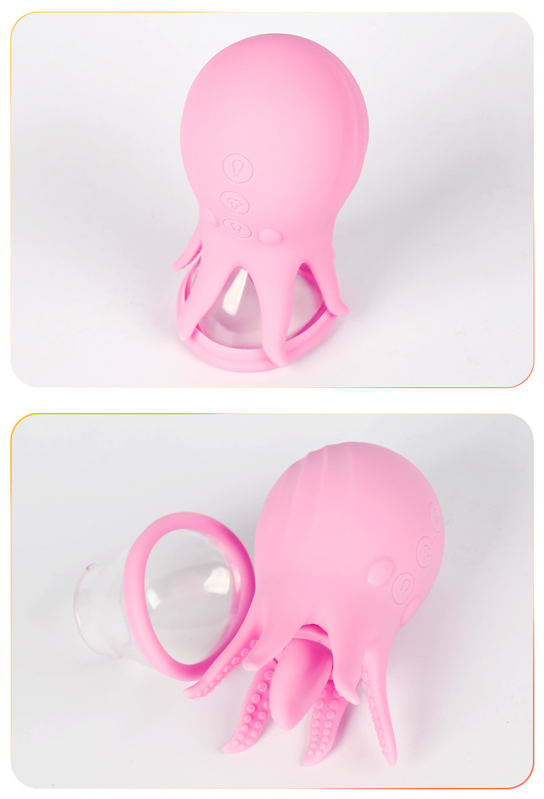 Jellyfish Nipple Suction Device with Vibration, Licking and Teasing Silicone Cup for Men — detail image 35