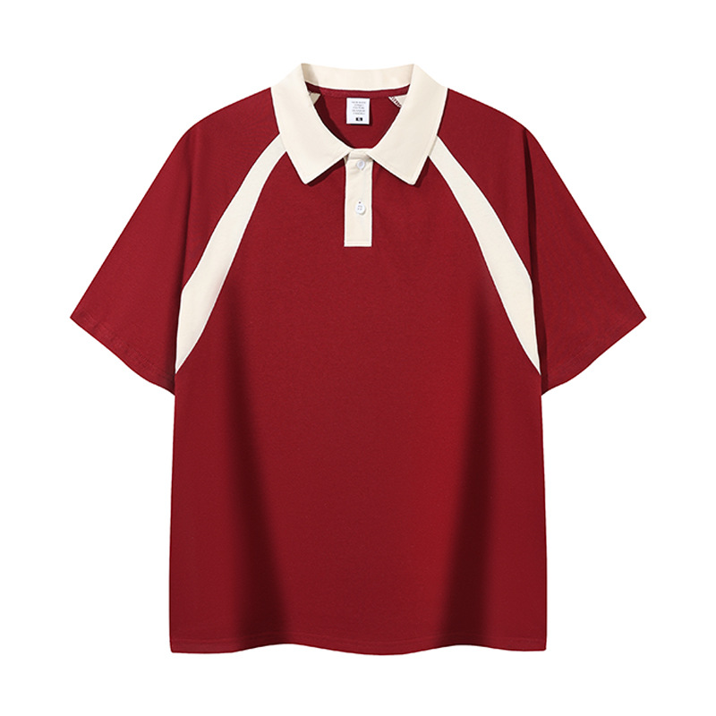 Costura deportiva retro americana marca de moda solapa de algodón de manga corta equipo ropa de trabajo ropa de trabajo ropa de trabajo polo personalizado