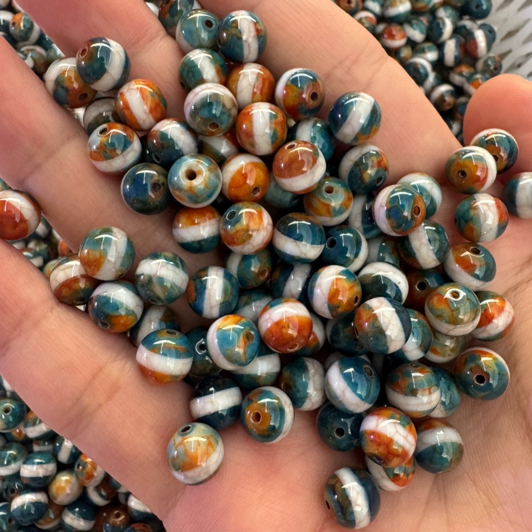 西藏彩色龙纹玛瑙一线药师A级8-10mm圆珠diy散珠手链项链饰品配件