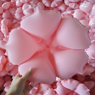 Factory Customized Flower Shape Inflatable Bath Pillow Pvc Inflatable Pillow Pink Foldable Creative Travel Pillow Wholesale