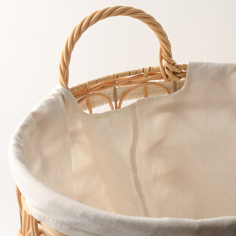 Cestas de almacenamiento de tela de caña personalizadas de alto valor ligero de lujo portátil tela de mano de tela de mano decoración de la casa cesta de lavandería