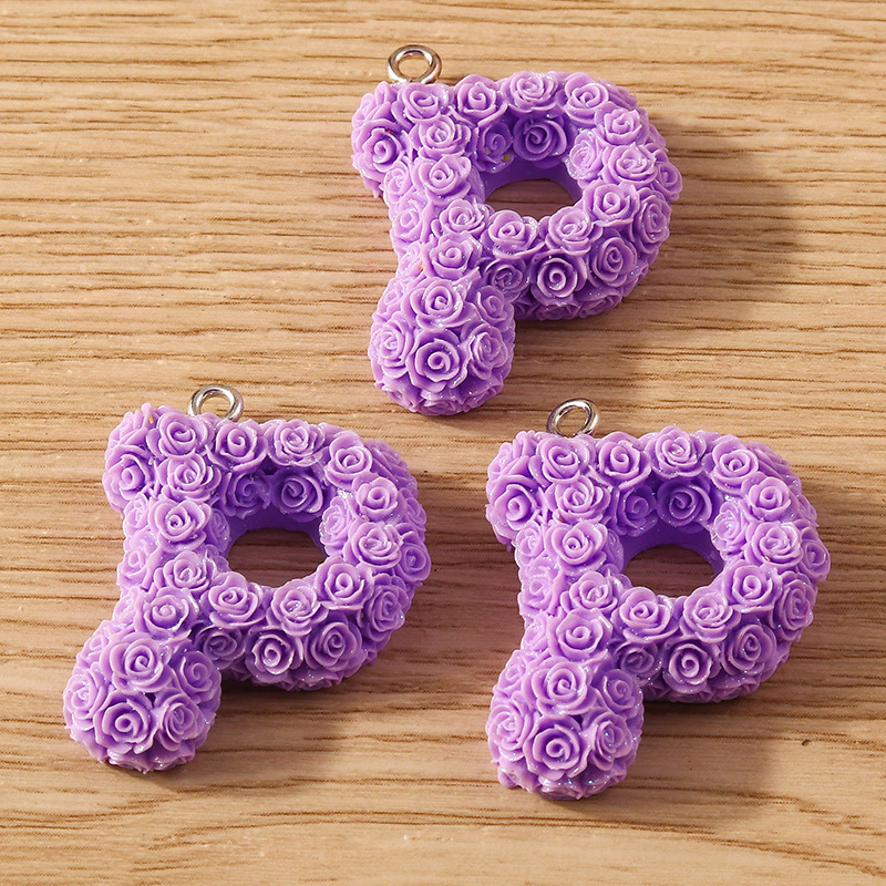 30g Weight DIY Jewelry Accessories Classification 10 Pieces Quantity Plastic Material Letter, Rose Pattern Stoving Varnish Design Cartoon Style, Romantic Style 10 Pieces Plastic Letter Rose 18